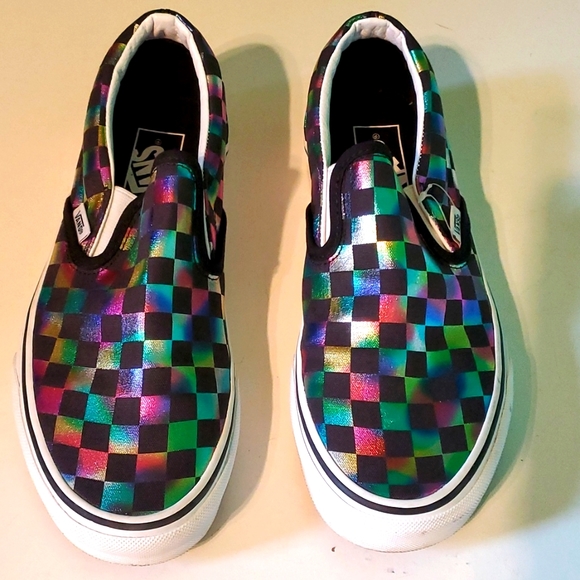 Vans Shoes - New Vans women's 8.5 matalic rainbow 🌈 checkers design